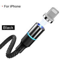 LED QC3.0 Magnetic USB Braided Fast Charge cord for Apple/Samsung
